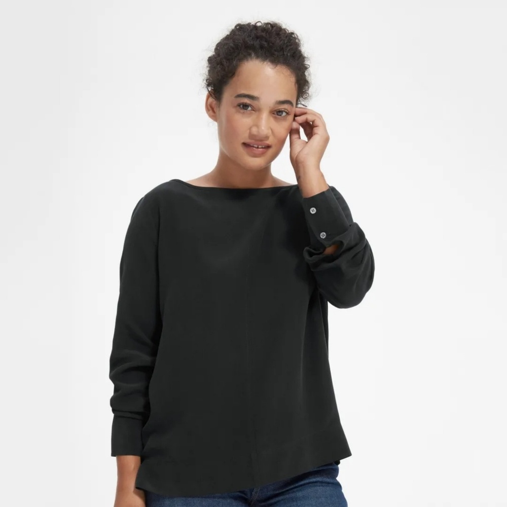 Everlane Clean Silk Boatneck Blouse size 4